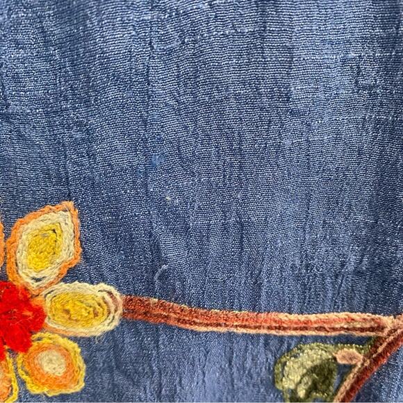 Figueroa & Flower Embroidered Boho Shift pullover Dress S Blue Rayon W/Belt - Picture 8 of 10